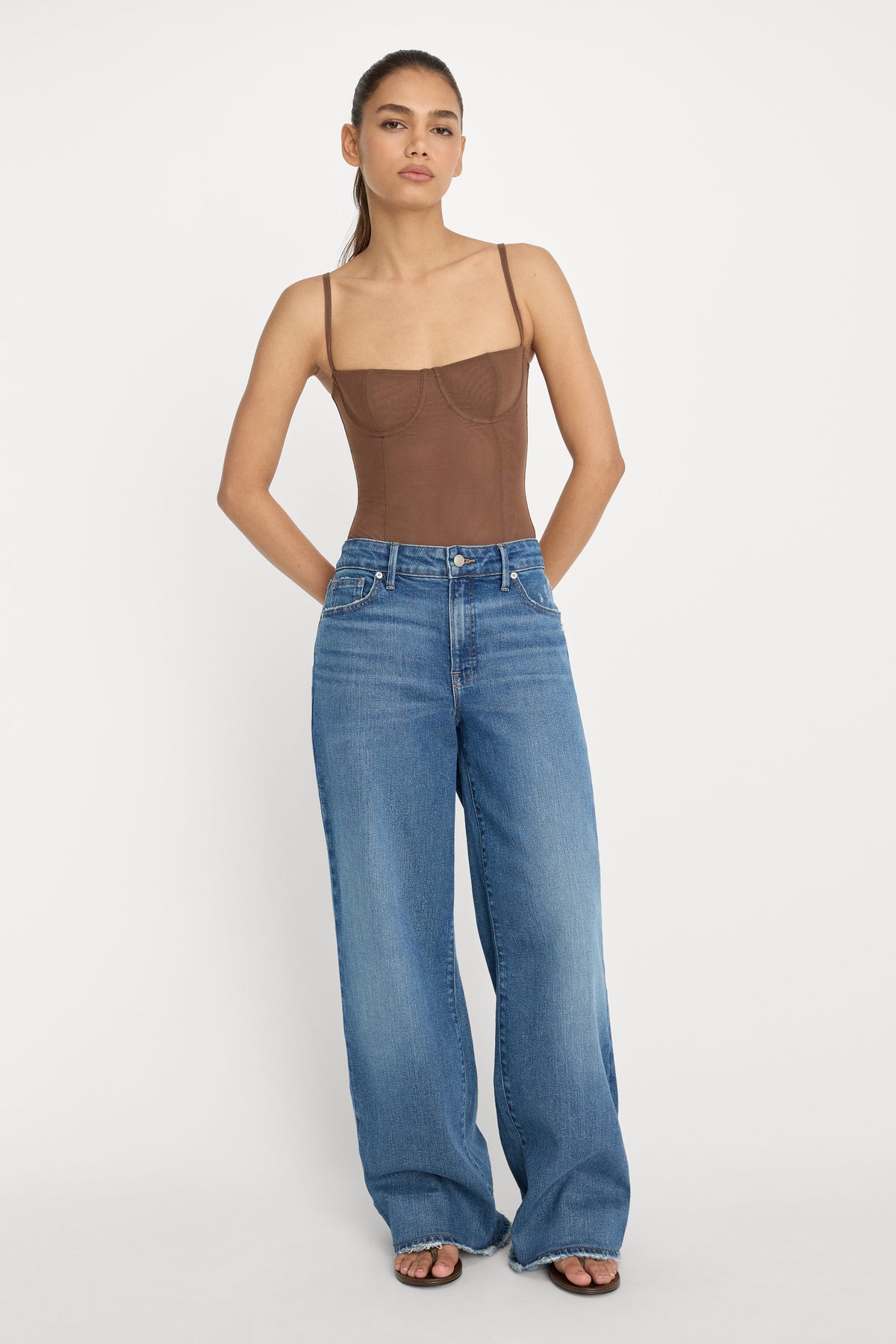 Mesh Bustier Bodysuit in Saddlewood