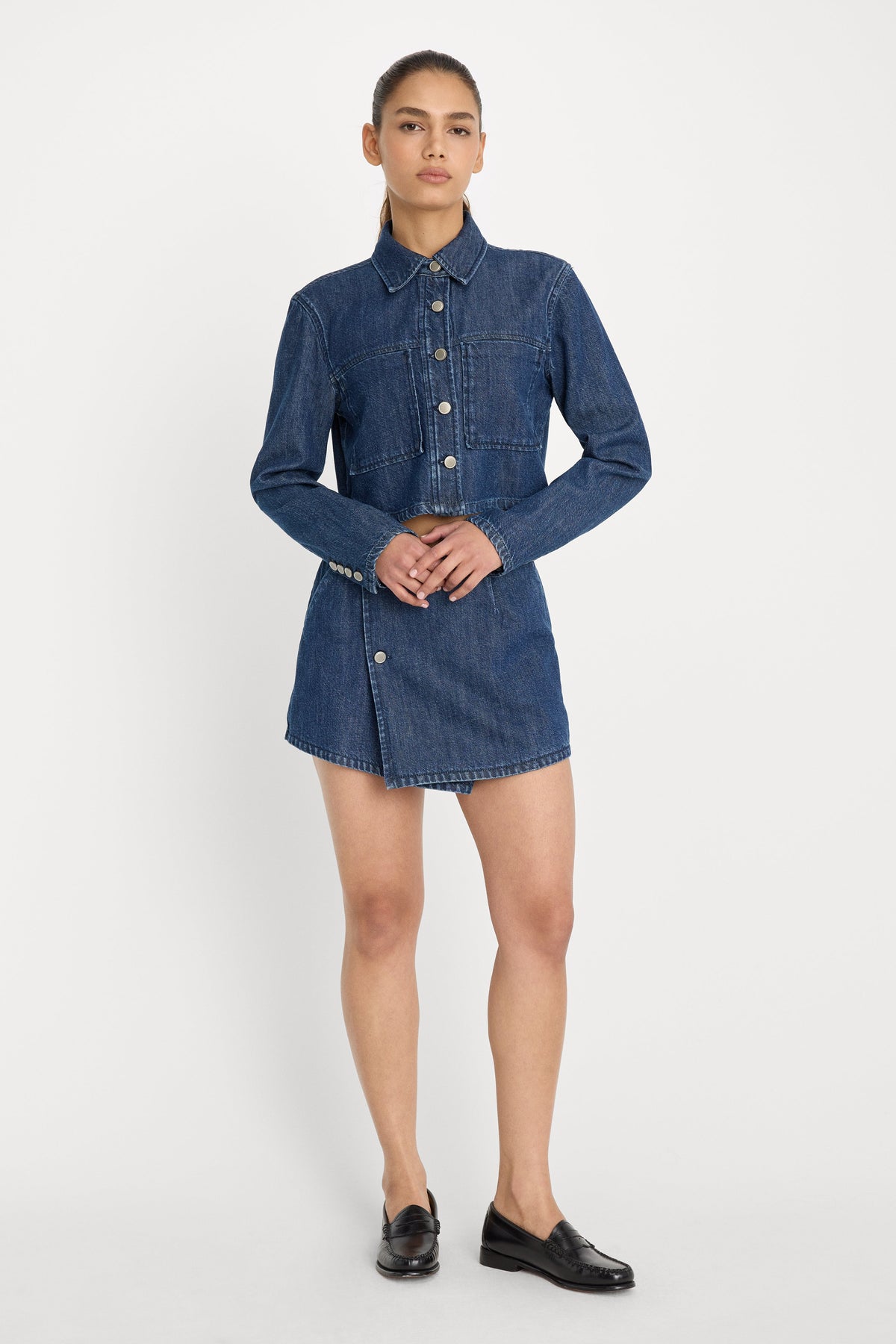 Denim Cropped Jacket in Indigo1187