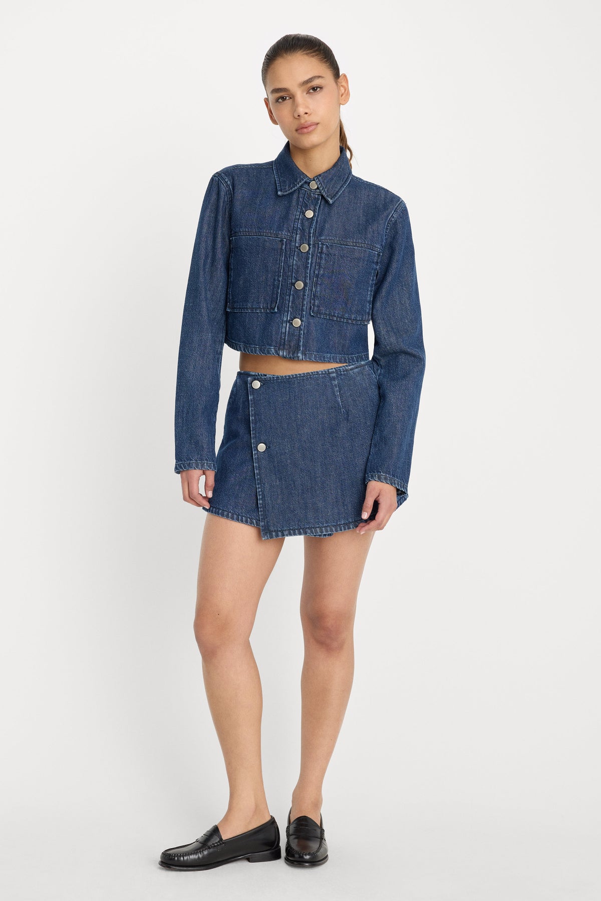 Denim Cropped Jacket in Indigo1187