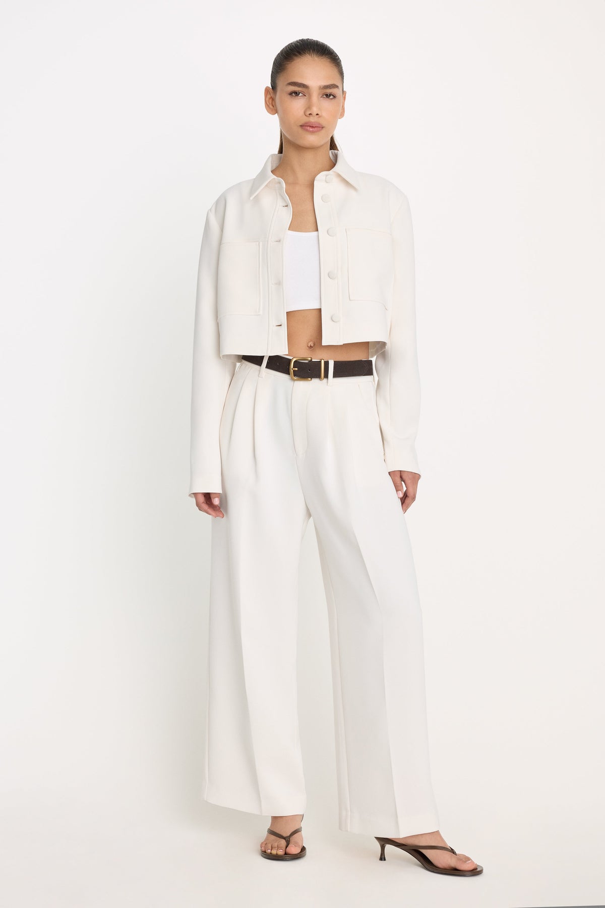 Luxe Suiting Cropped Jacket in Soft Shell