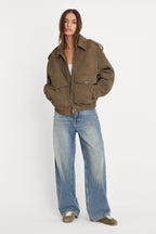 The Better Than Leather Bomber Jacket in Stone