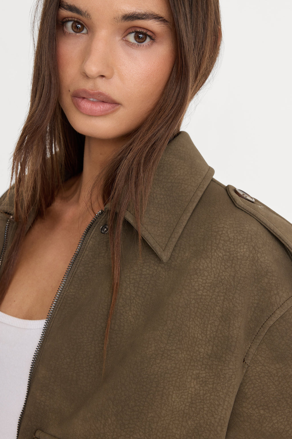 The Better Than Leather Bomber Jacket in Stone
