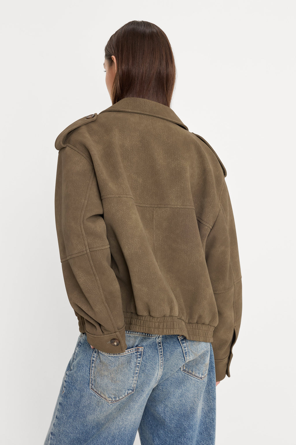 The Better Than Leather Bomber Jacket in Stone