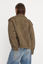 The Better Than Leather Bomber Jacket in Stone