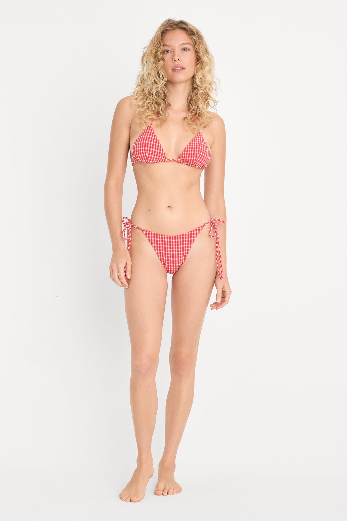 The String Bikini Top in Pop Gingham Large
