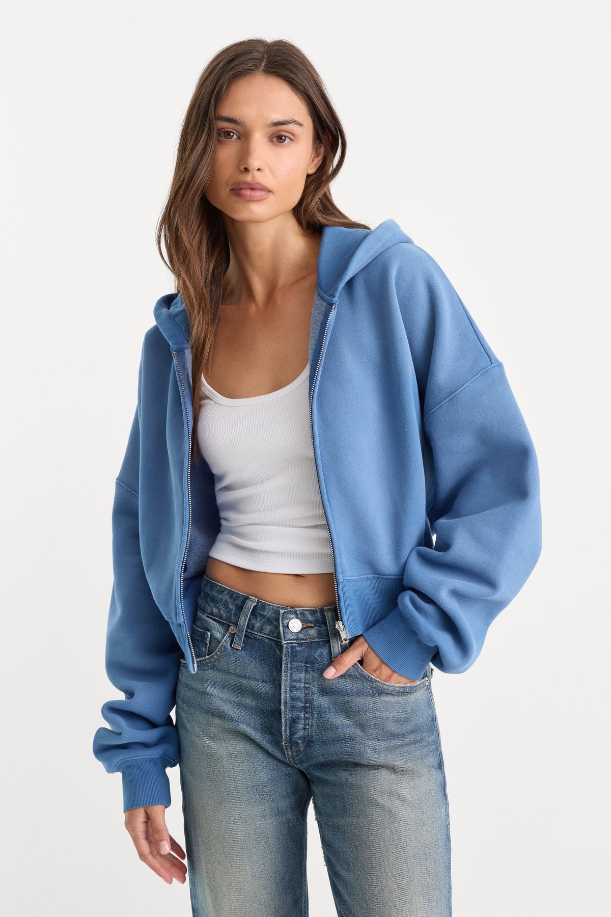 The Zip-Up Sweatshirt in Blue Drift