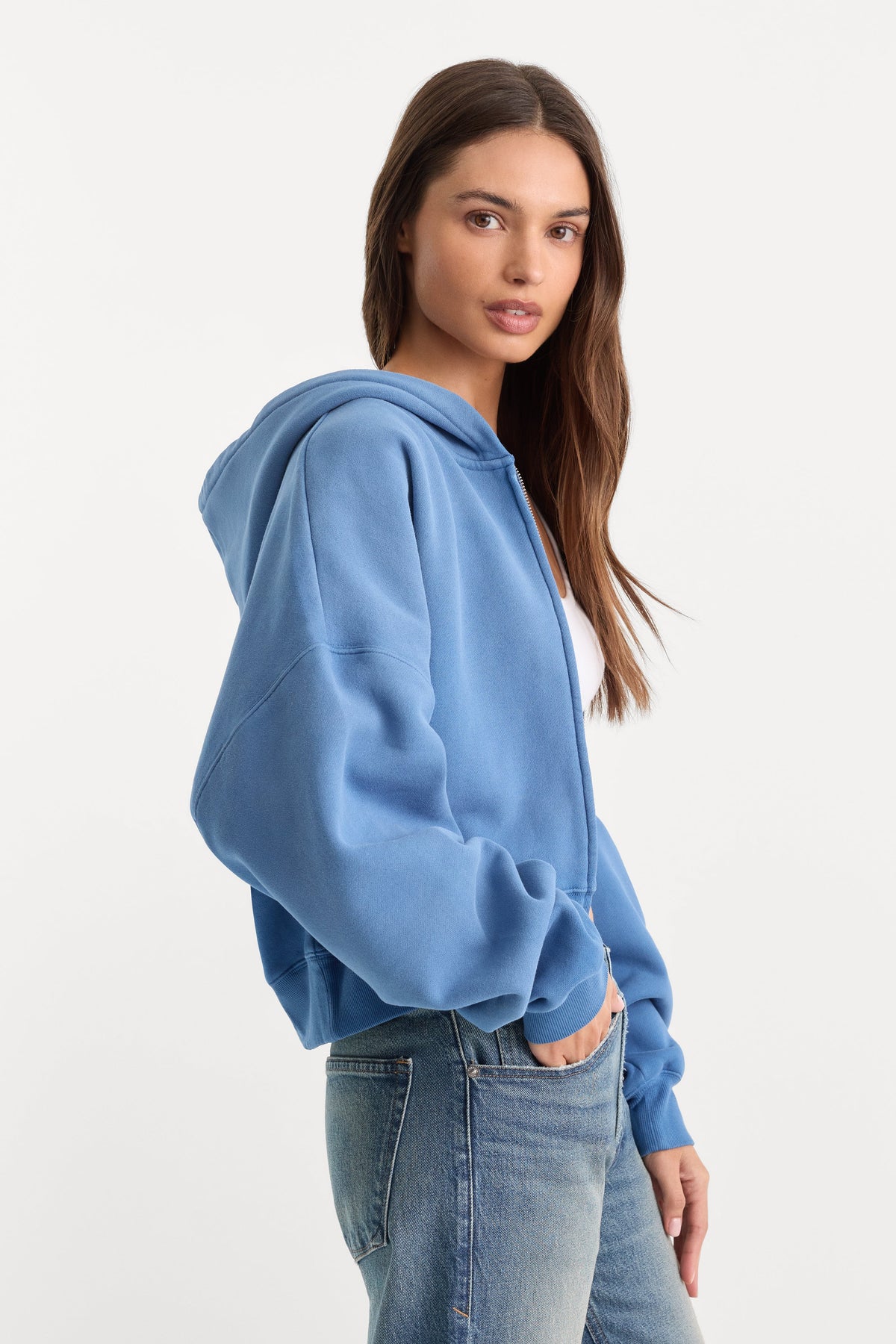 The Zip-Up Sweatshirt in Blue Drift