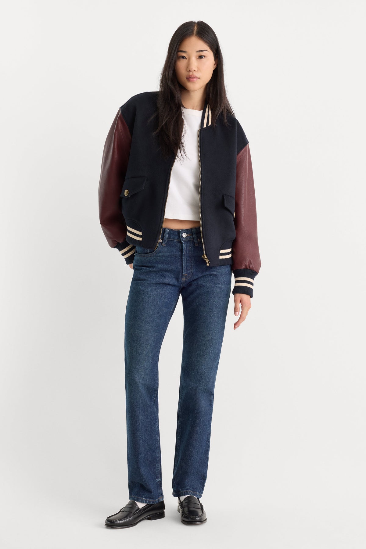 The Team Varsity Jacket in New Navy002