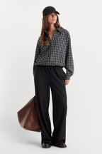 The Lightweight Bomber Jacket in Charcoal Plaid