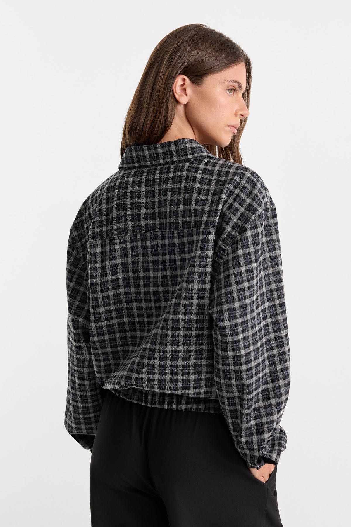 The Lightweight Bomber Jacket in Charcoal Plaid
