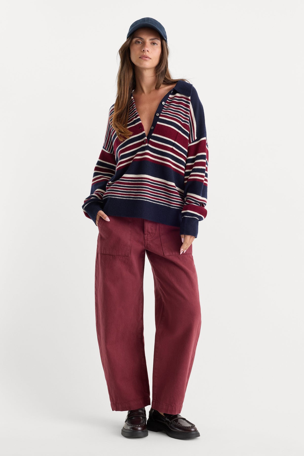 VINTAGE UTILITY BARREL ANKLE JEANS | BERRY NOIR