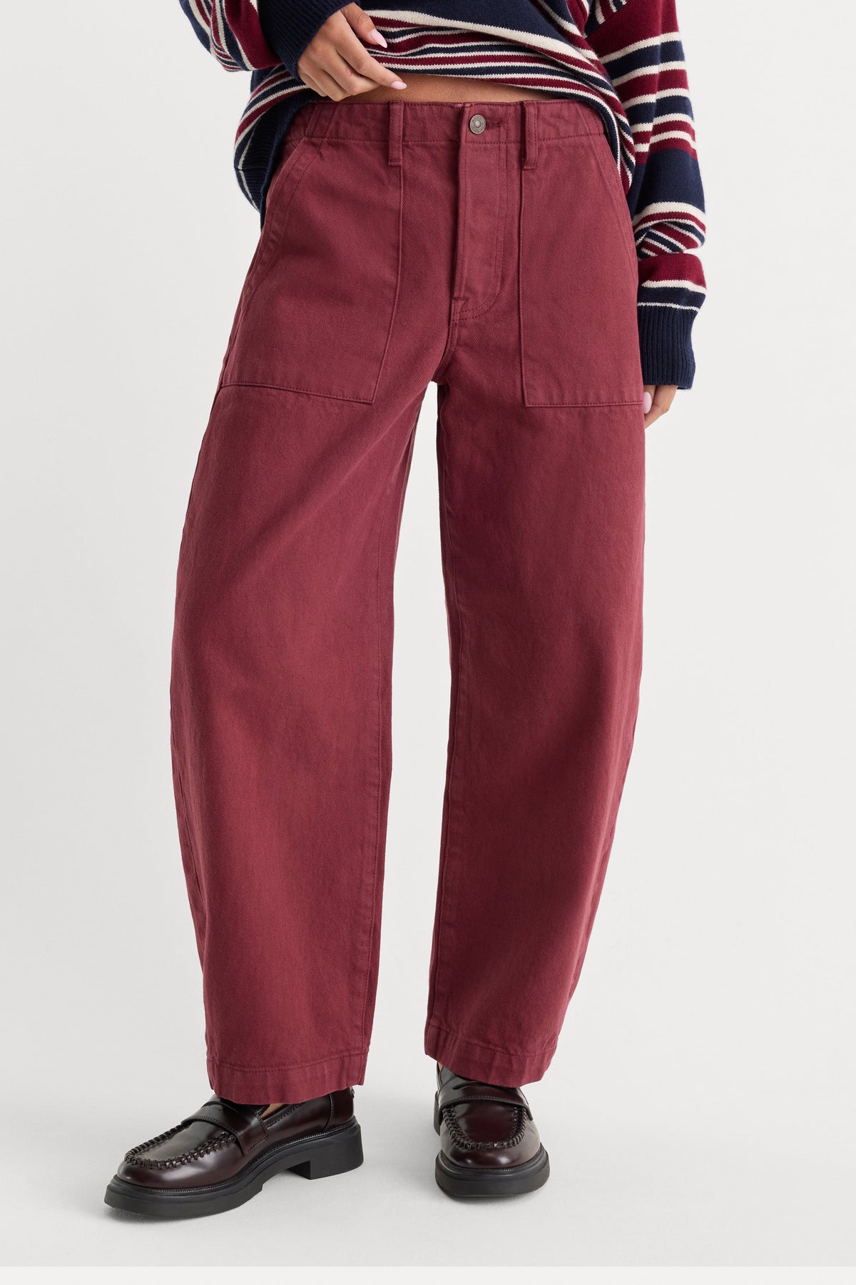 Vintage Utility Barrel Ankle Jeans in Berry Noir