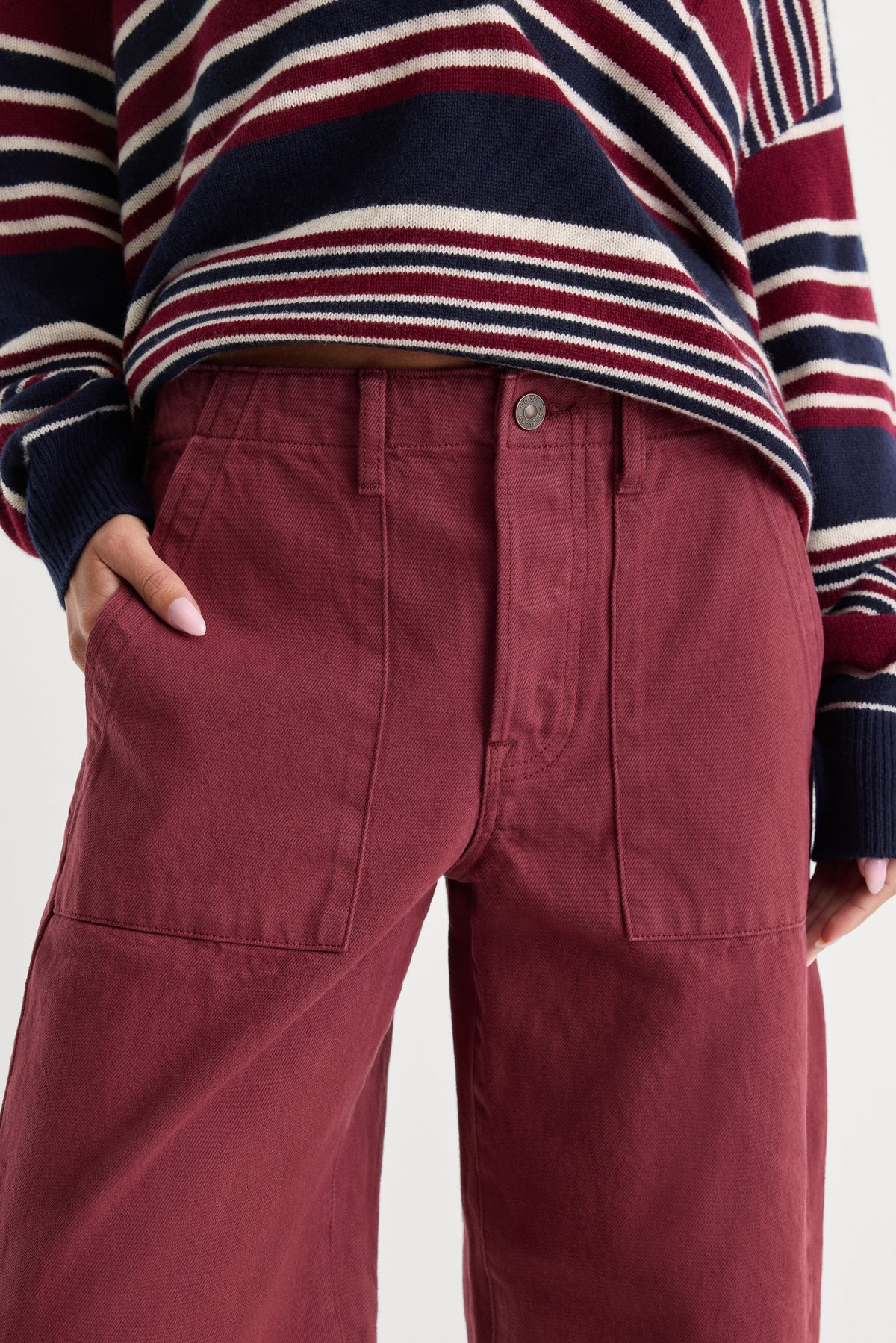 Vintage Utility Barrel Ankle Jeans in Berry Noir