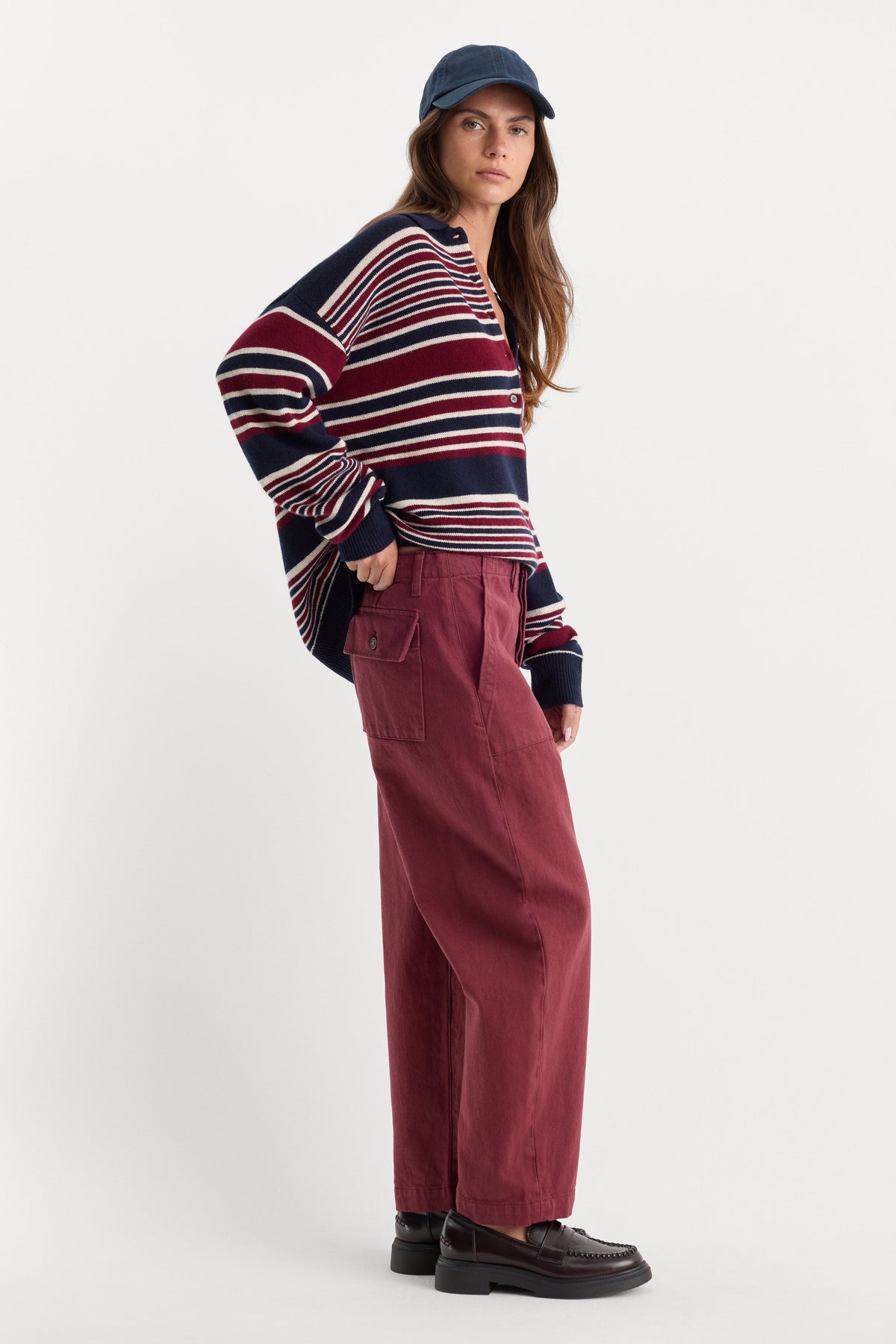 Vintage Utility Barrel Ankle Jeans in Berry Noir