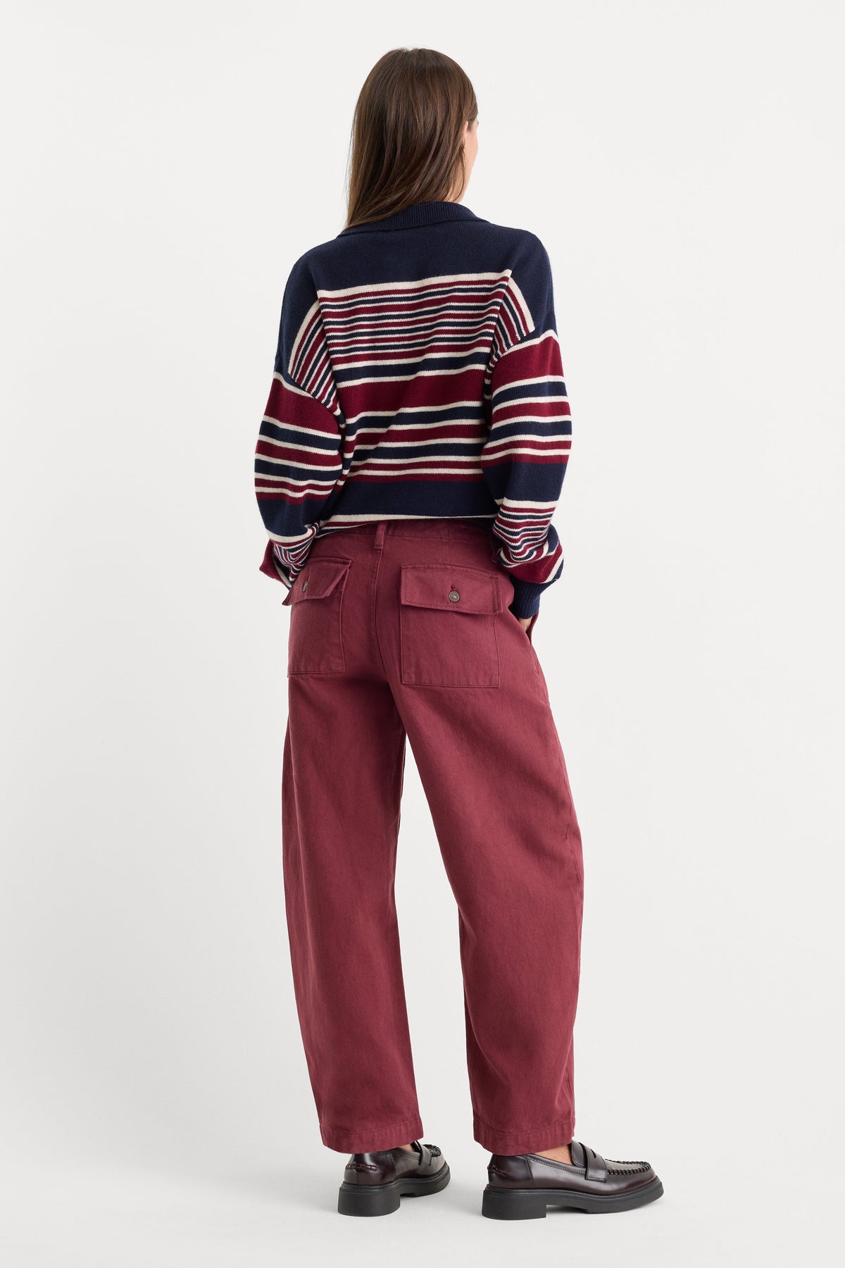 Vintage Utility Barrel Ankle Jeans in Berry Noir