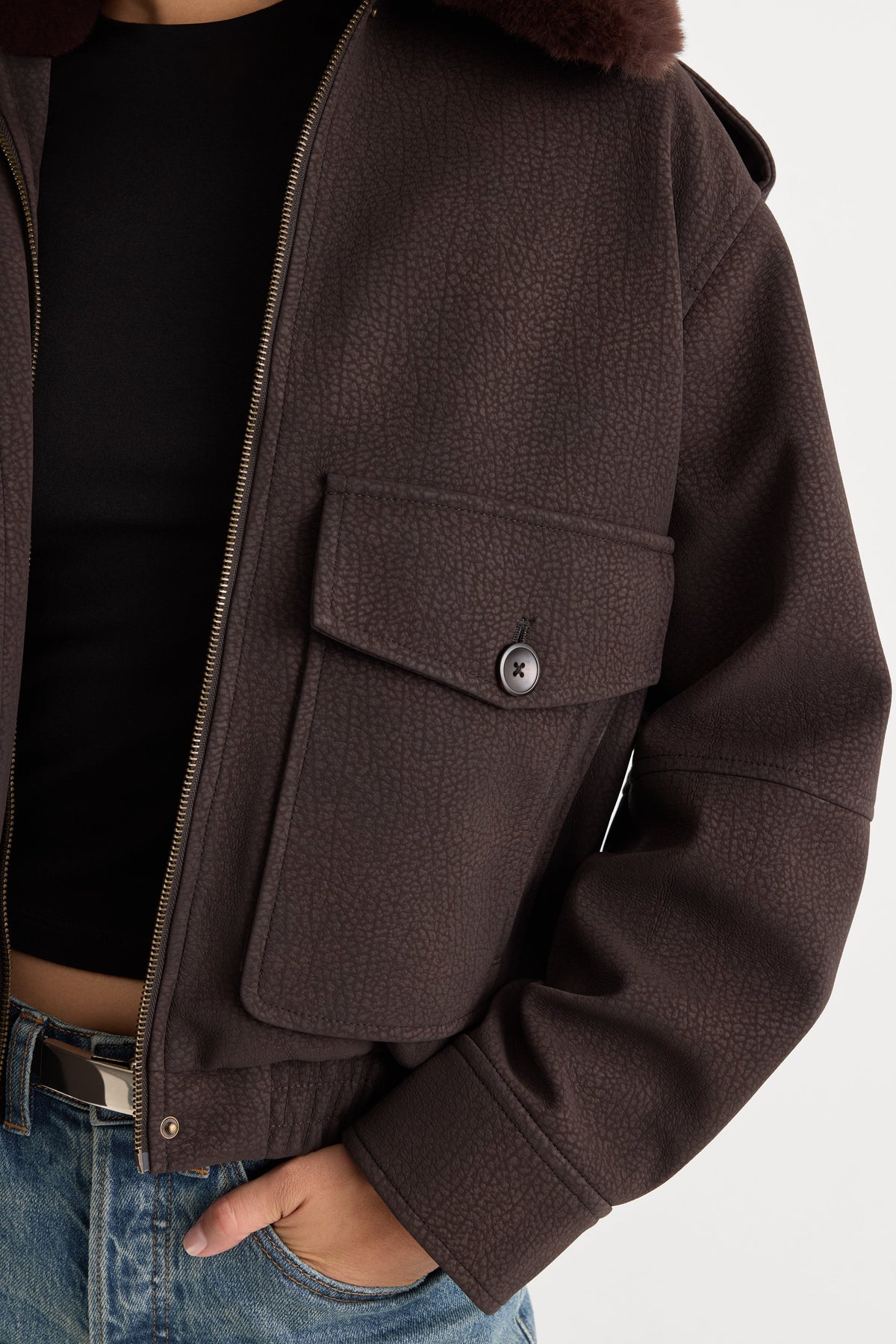 The Better Than Leather Bomber Jacket in Espresso