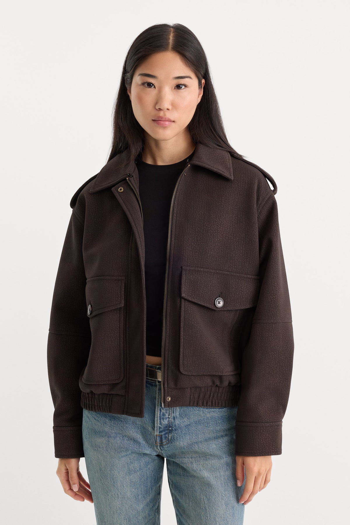The Better Than Leather Bomber Jacket in Espresso
