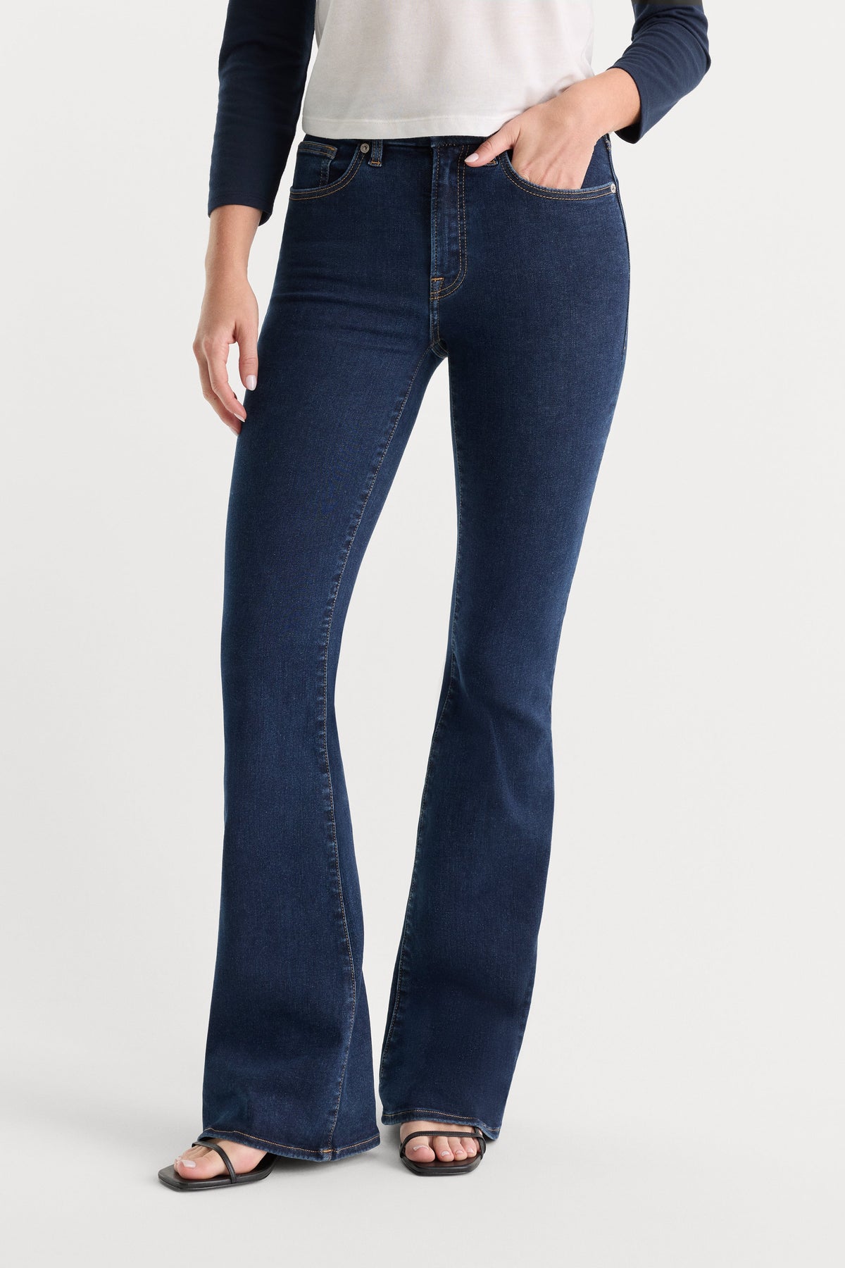 Always Fits Good Legs Flare Jeans in Indigo1317
