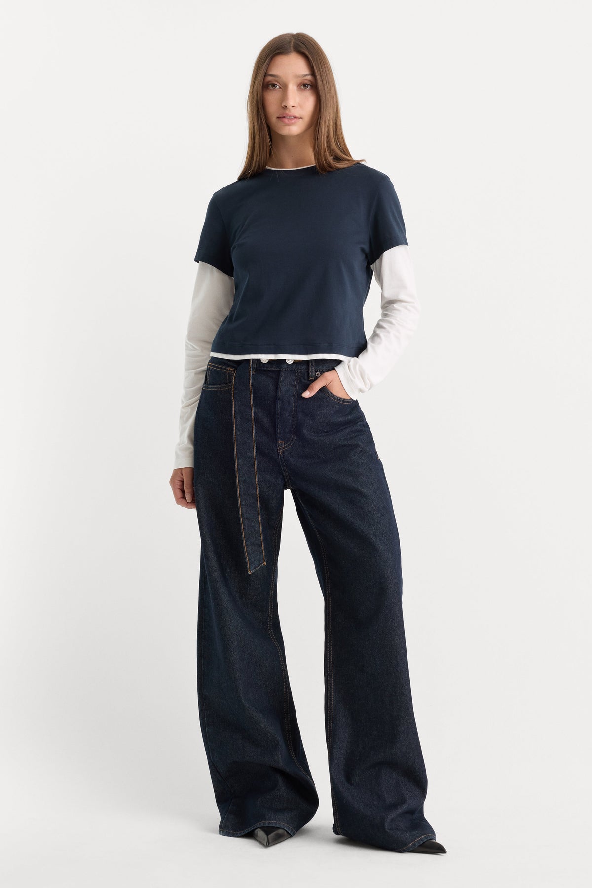BELTED VINTAGE LOW SLUNG BAGGY JEANS | RINSE