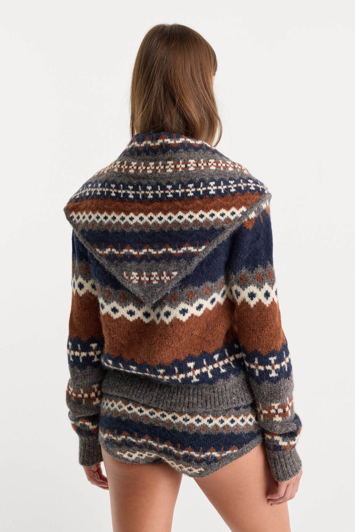 The Knit Handkerchief Scarf in Heather Grey Fair Isle