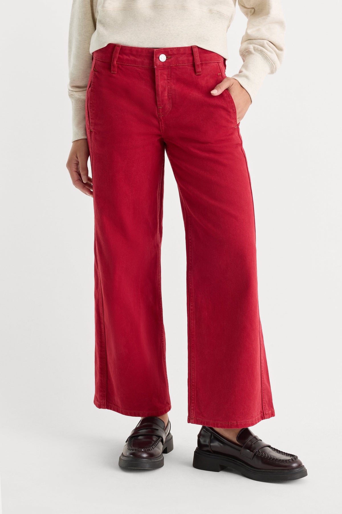 Vintage Wide Crop Jeans in Scooter