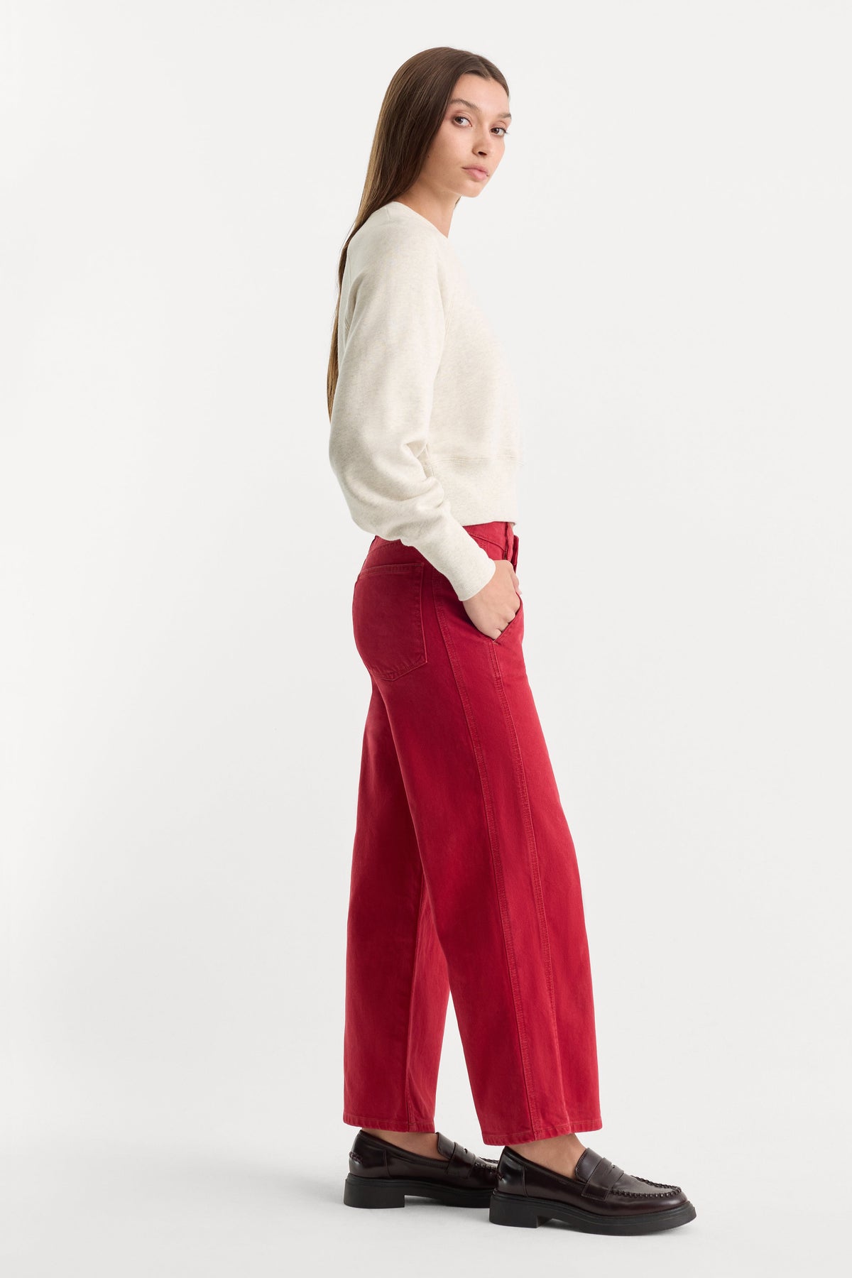 Vintage Wide Crop Jeans in Scooter