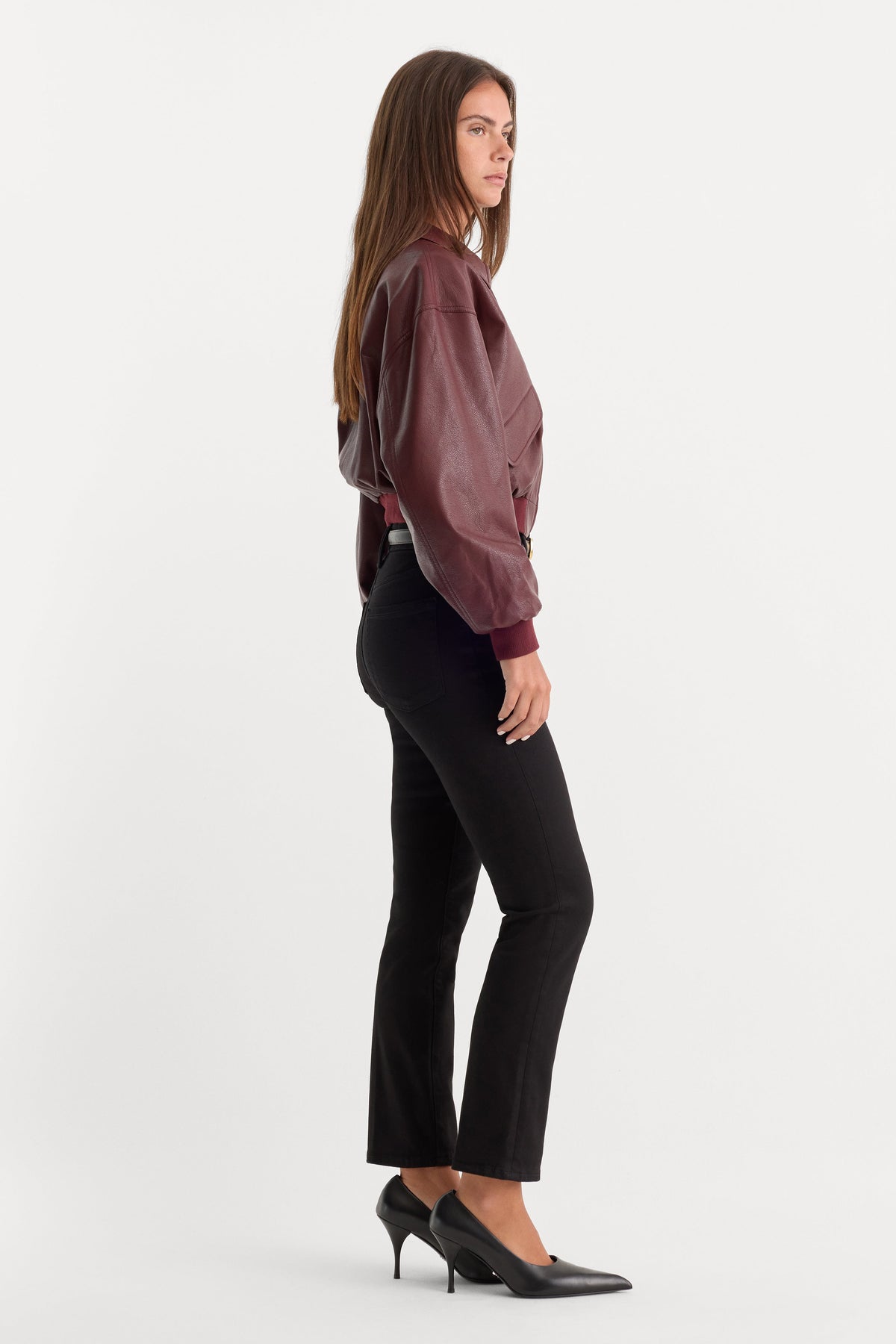 Never Fade Button Front Good Legs Straight Jeans in Black001