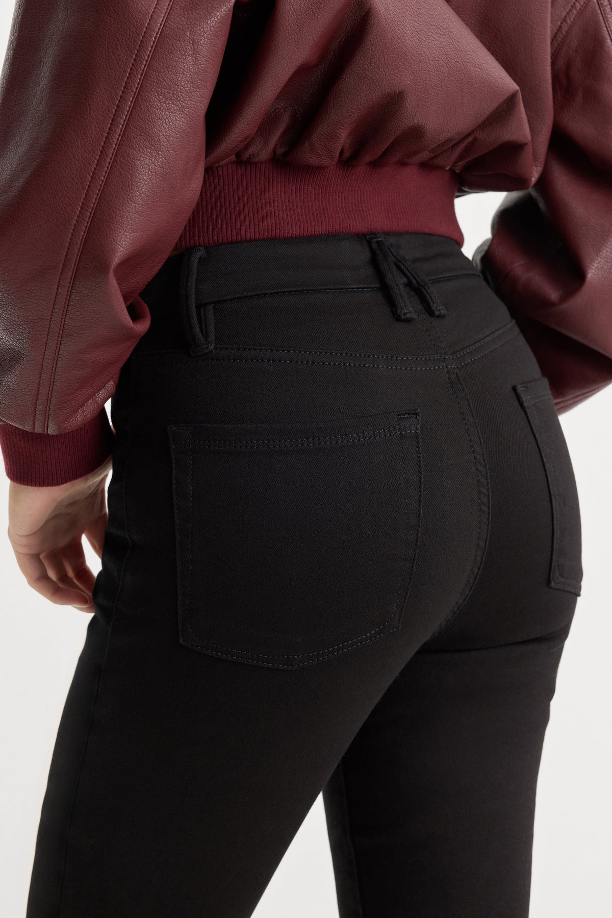 Never Fade Button Front Good Legs Straight Jeans in Black001