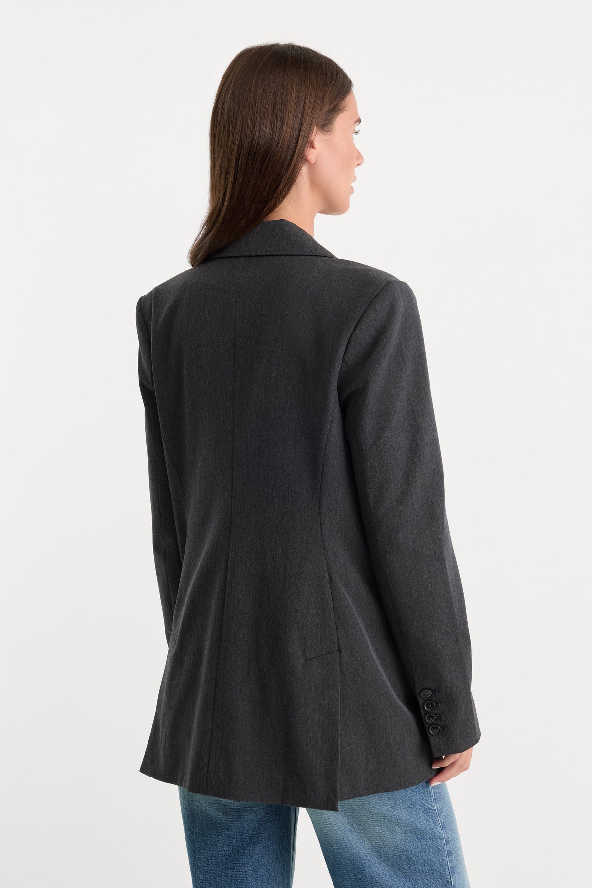 Essential Suiting Oversized Double Breasted Blazer in Dark Heather Gray