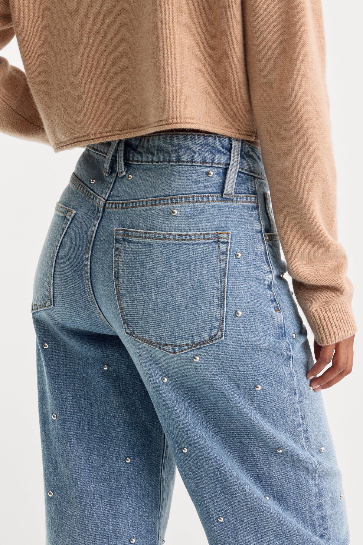 Studded Vintage Barrel Ankle Jeans in Zaner