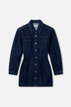 Barrel Long Sleeve Mini Dress in Indigo982