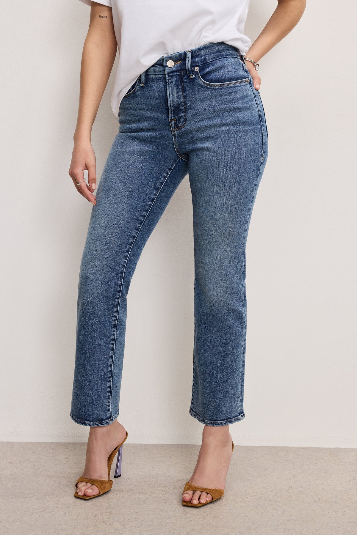 Good Petite Straight Compression Jeans in Indigo254