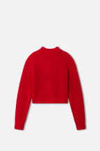 Chunky Knit Mock Neck Sweater in Chili001