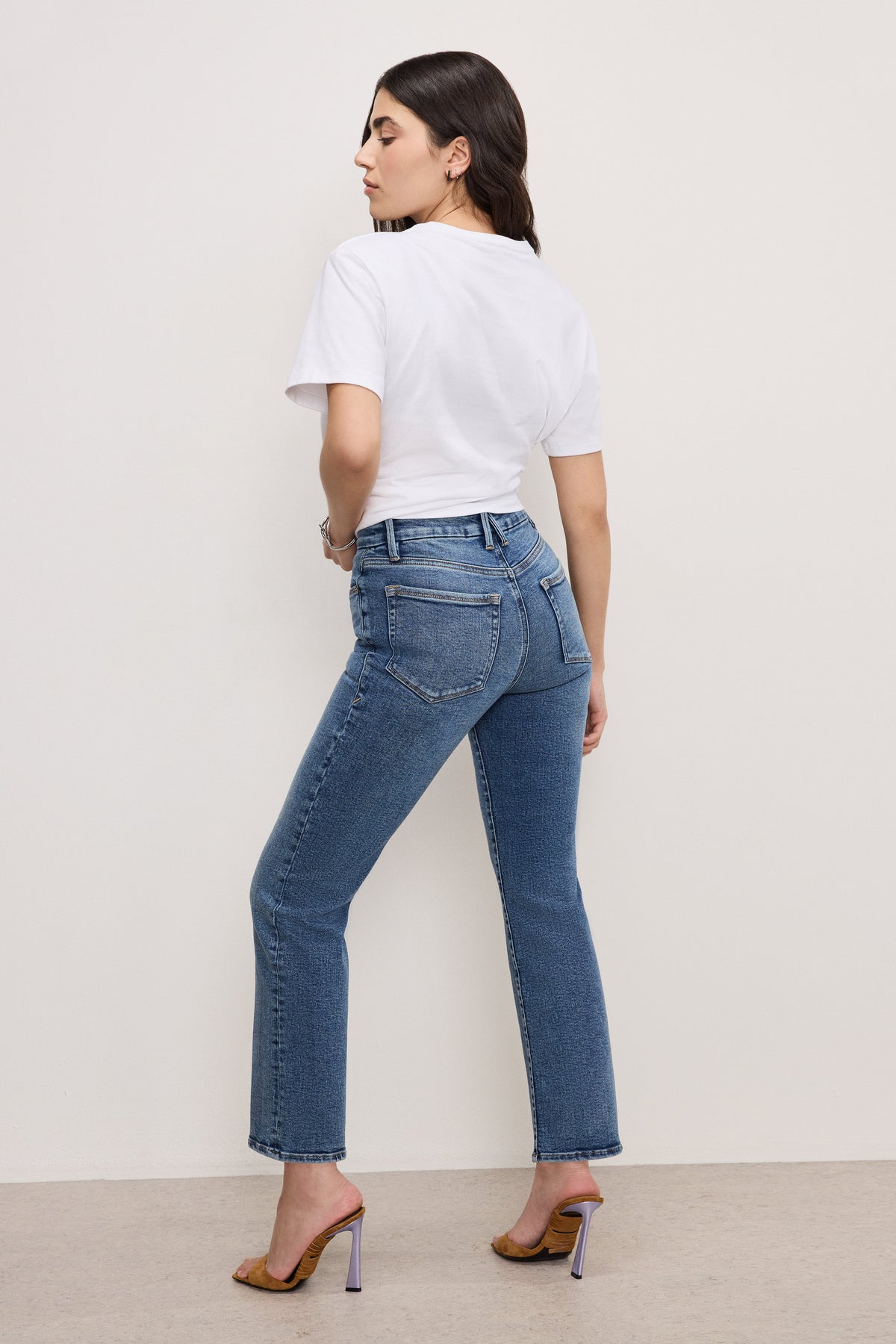 Good Petite Straight Compression Jeans in Indigo254