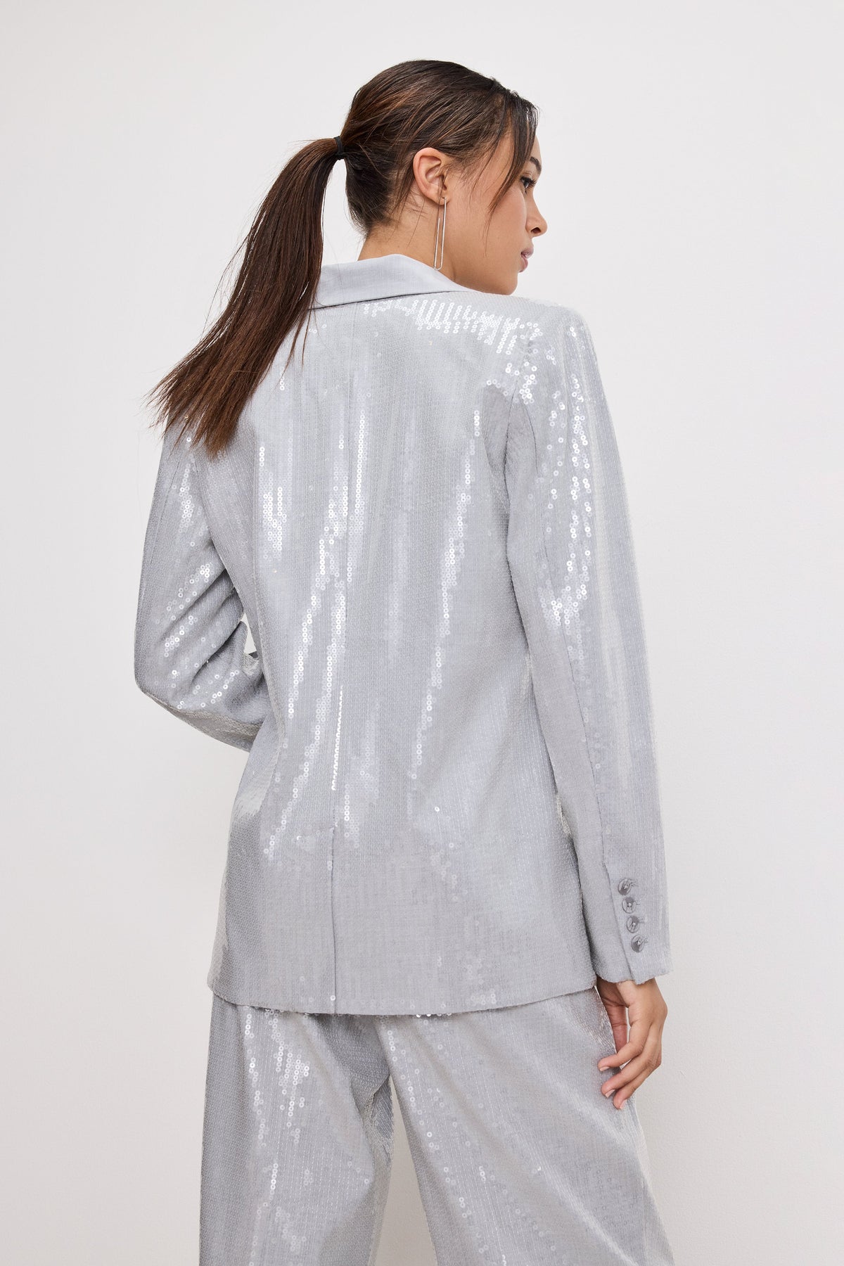 Sequin Oversized Blazer in Heather Grey001