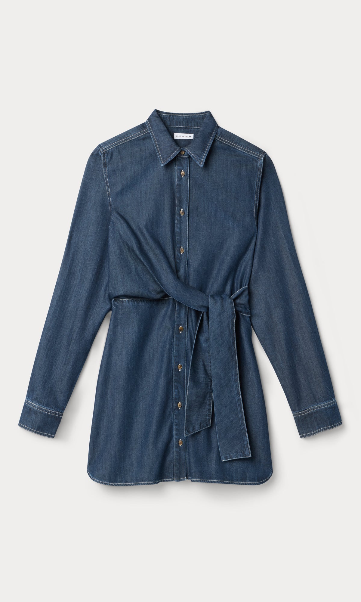 Denim Wrap Shirt Dress in Indigo1187
