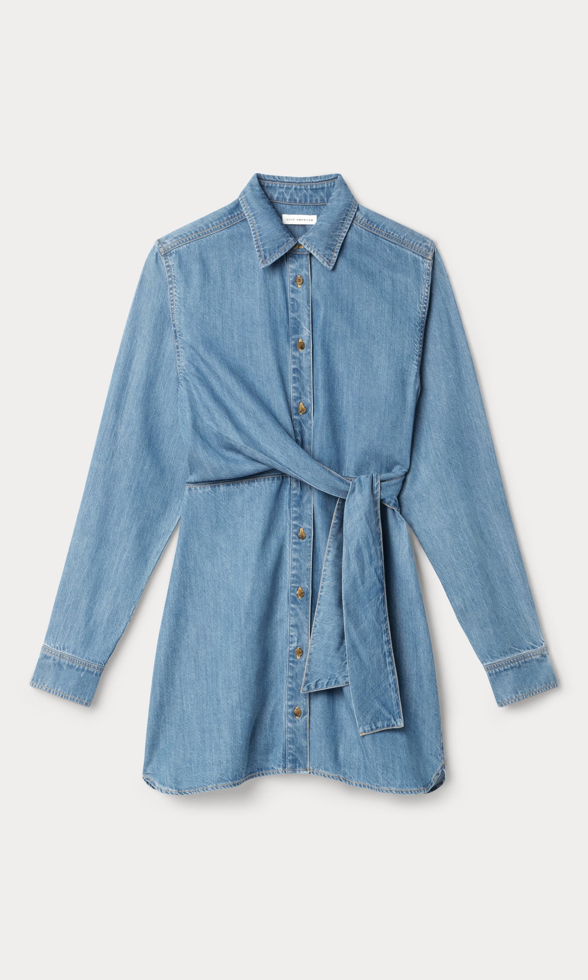 Denim Wrap Shirt Dress in Indigo266