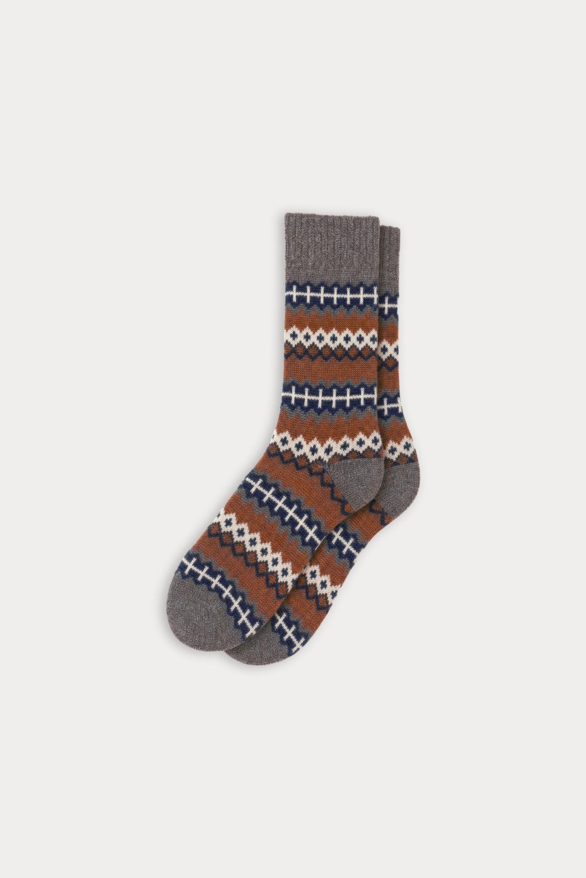 THE KNIT SOCKS | HEATHER GREY FAIRISLE