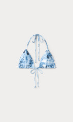 Print String Bikini Top in Blue Angel Print