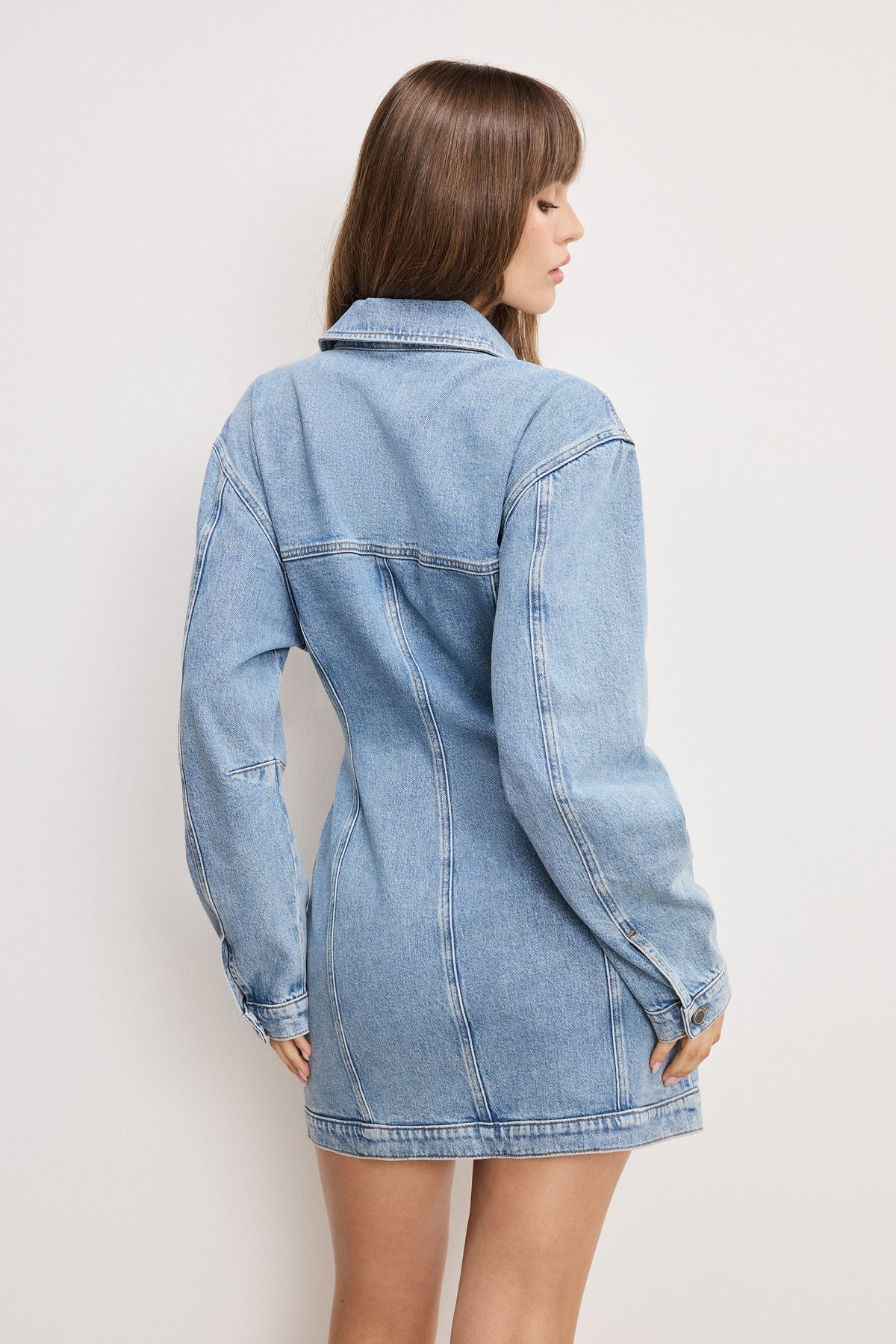 The Barrel Long Sleeve Mini Dress in Indigo911