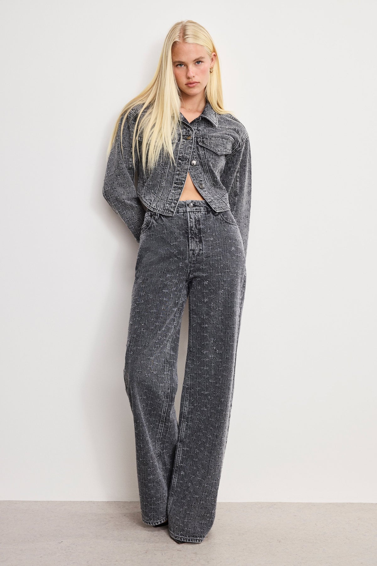 Dolly Crystal Denim Jacket in Black415