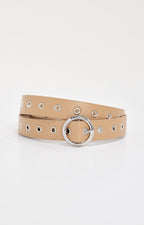 SKINNY EYELET BELT | TAN002