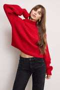 CHUNKY KNIT MOCK NECK SWEATER | CHILI001