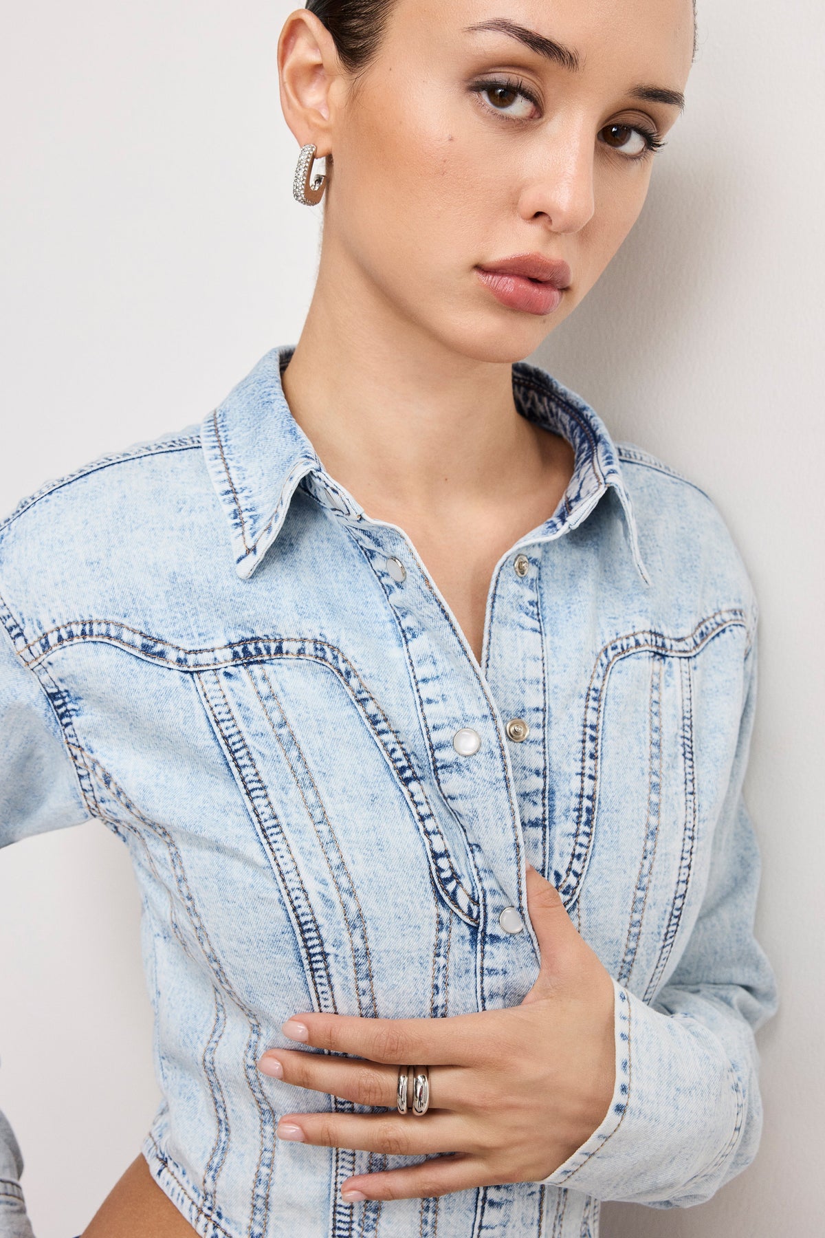Dolly Denim Corset Shirt in Indigo1021