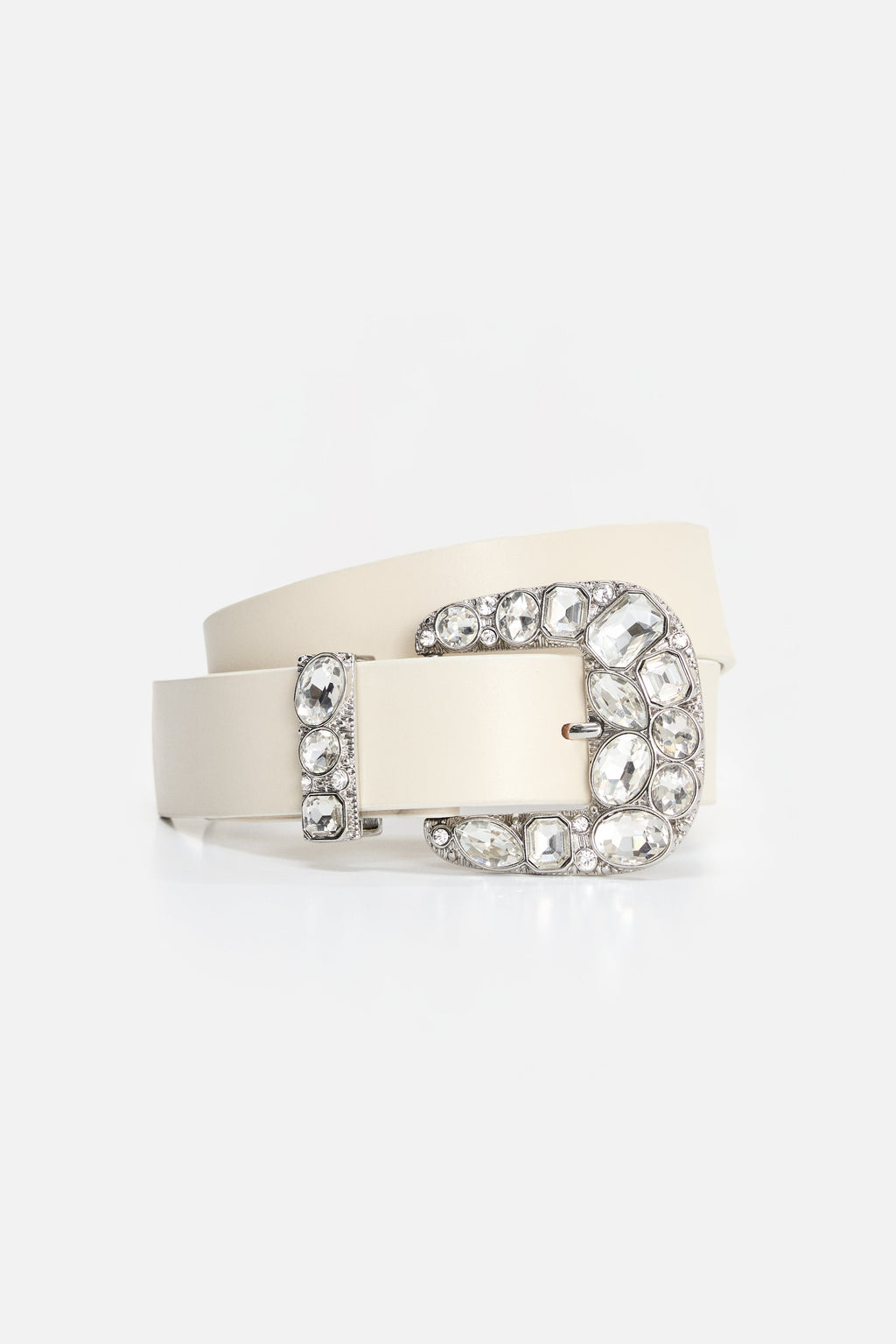 DOLLY CLASSIC CRYSTAL LEATHER BELT | WHITE001