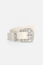 DOLLY CLASSIC CRYSTAL LEATHER BELT | WHITE001